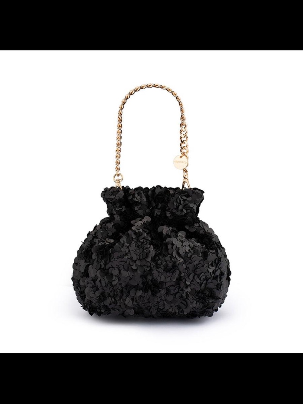 Mattie Sequin top Handle Bag Black Sequin/gold hardware Olga Berg mini bag